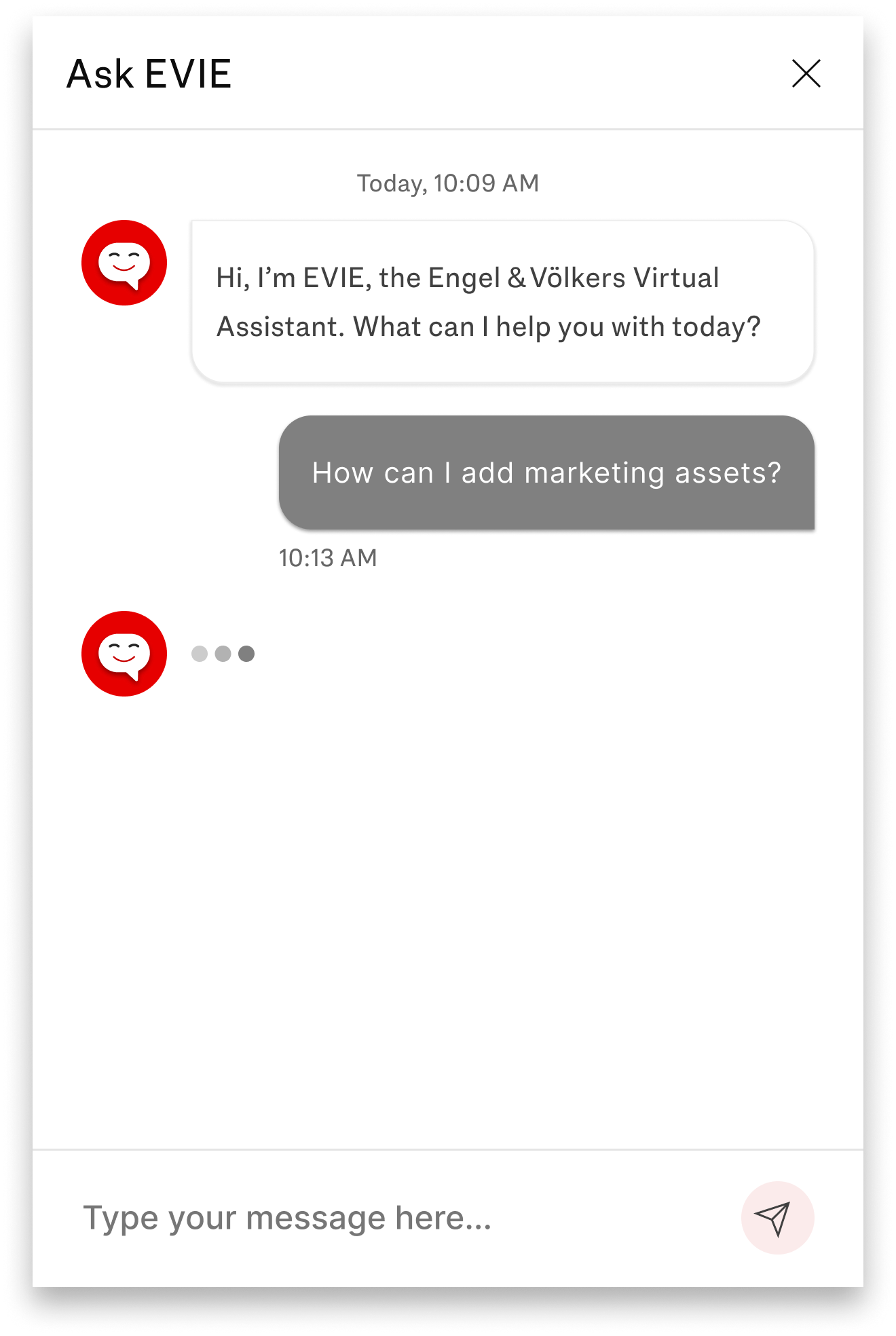 EVIE chat interface