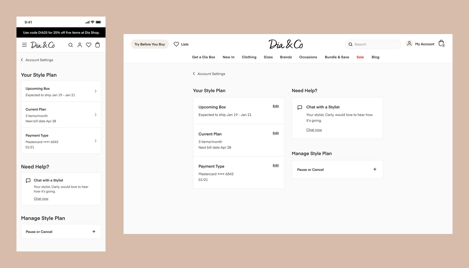 Dia & Co — Style Plan Page