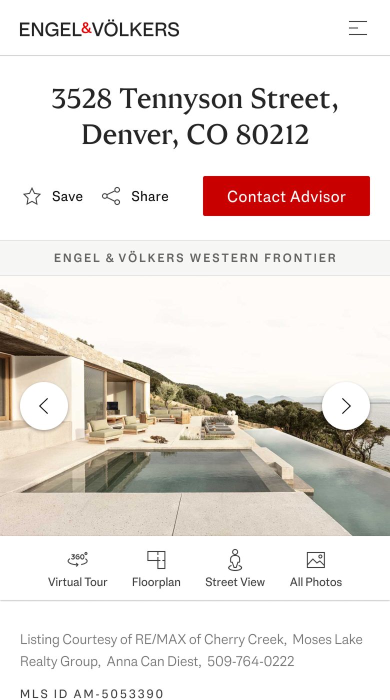 Listing detail modal — mobile
