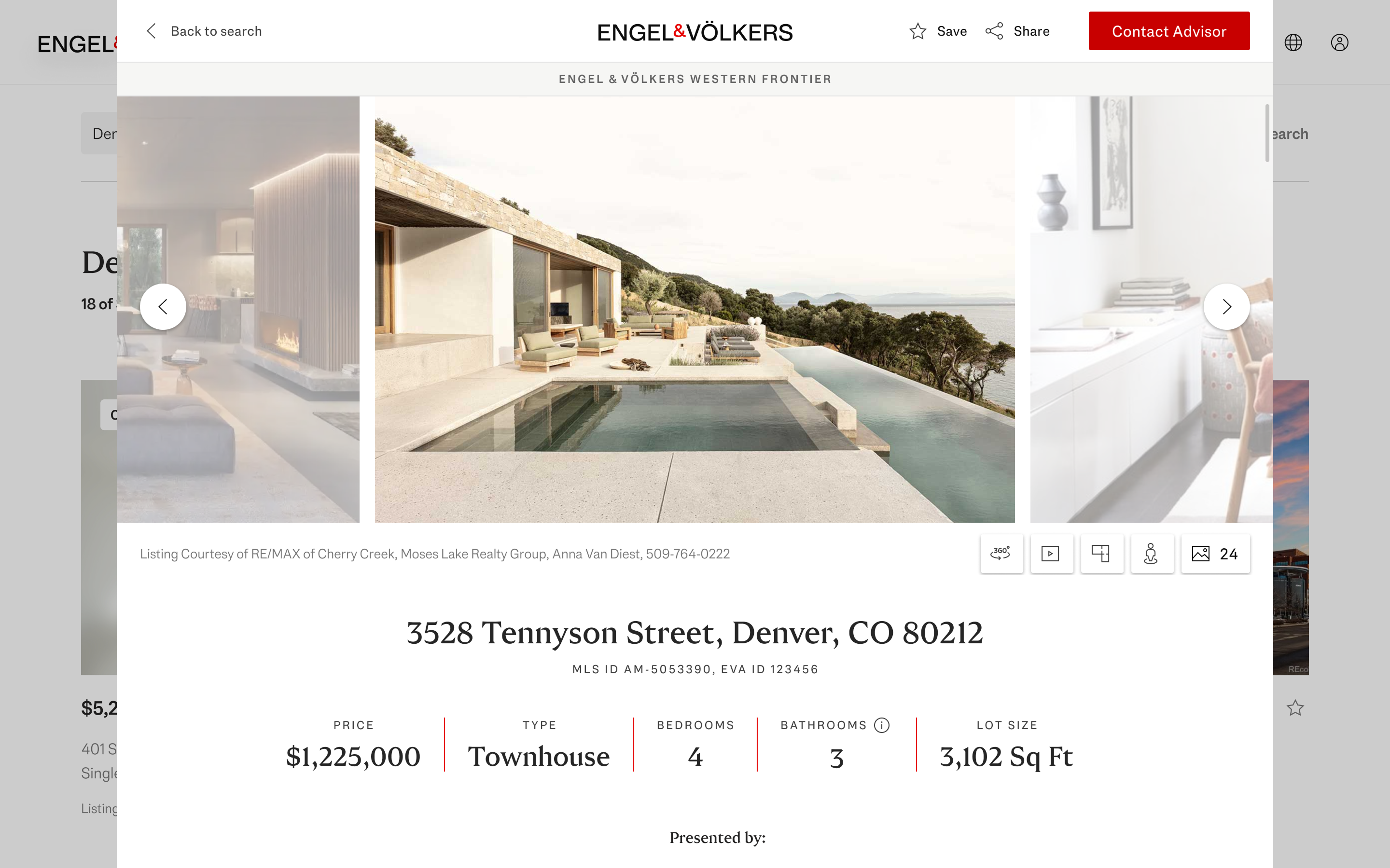Listing detail modal — desktop